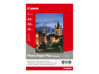 Canon Photo Paper Plus SG-201 - Semibrillante - A4 (210 x 297 mm) - 260 g/m² - 20 hoja(s) papel fotográfico brillante - para PIXMA iP3680, MG8250, MP198, MP228, MP245, MP252, MP258, MP476, PRO-1, PRO-10, 100; S450 1686B021