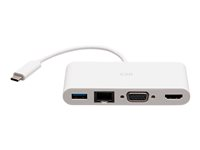 C2G USB C to HDMI, VGA, USB A & RJ45 Adapter - 4K 30Hz - White - Estación de conexión - USB-C / Thunderbolt 3 - VGA, HDMI - GigE C2G29829