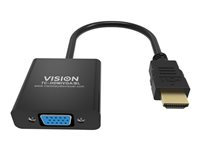 VISION Professional - Adaptador de vídeo - HDMI macho a HD-15 (VGA) hembra - 23 cm - negro - compatibilidad con 1080p TC-HDMIVGA/BL