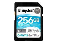 Kingston Canvas Go! Plus - Tarjeta de memoria flash - 256 GB - Video Class V30 / UHS-I U3 / Class10 - SDXC UHS-I SDG3/256GB