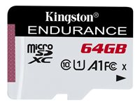 Kingston High Endurance - Tarjeta de memoria flash - 64 GB - A1 / UHS-I U1 / Class10 - microSDXC UHS-I SDCE/64GB